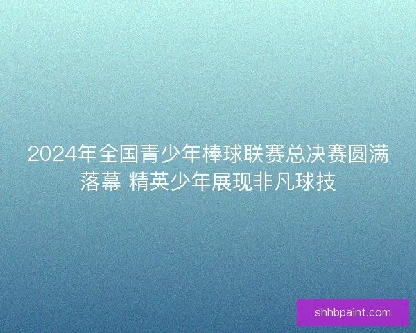 2024年全国青少年棒球联赛总决赛圆满落幕 精英少年展现非凡球技