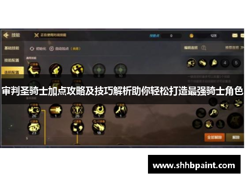 审判圣骑士加点攻略及技巧解析助你轻松打造最强骑士角色